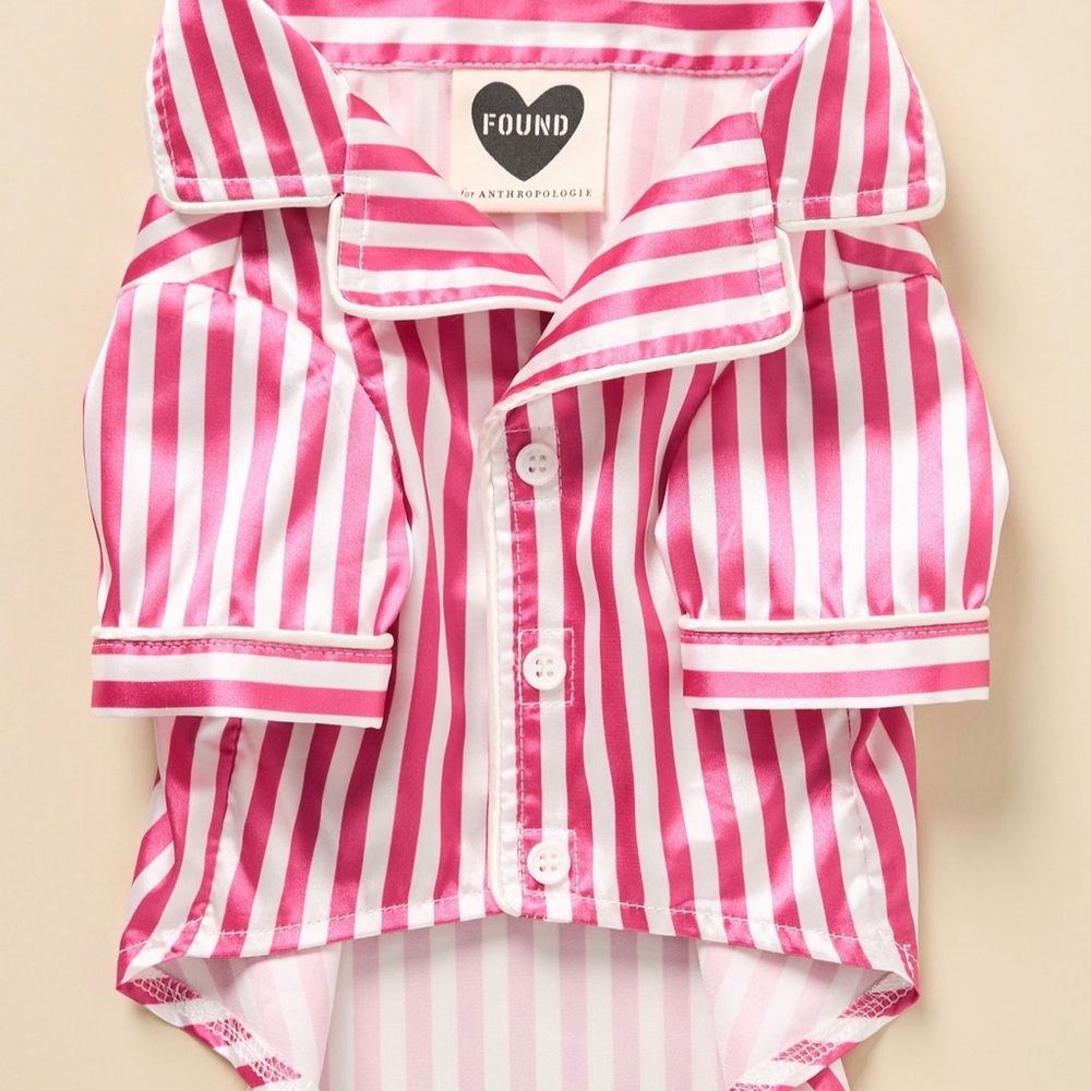Anthropologie Pink Striped Dog Shirt